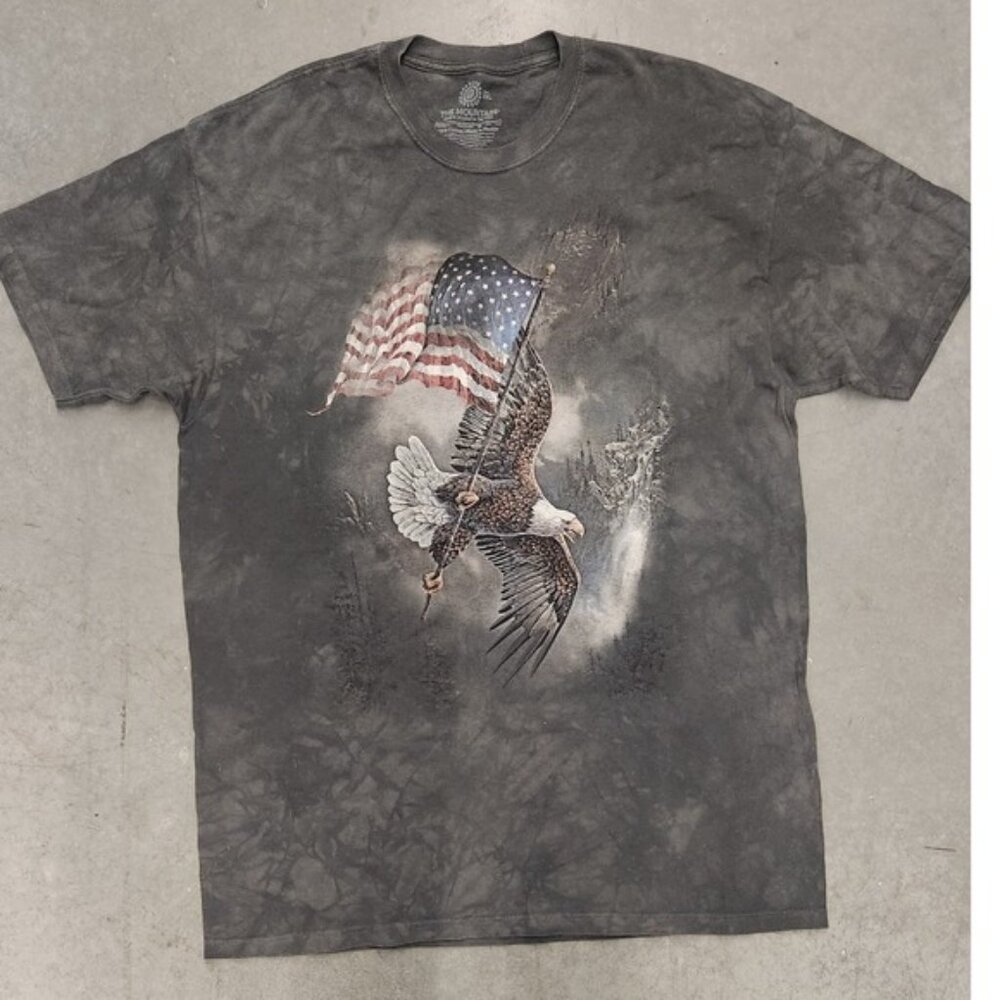 The Mountain Eagle American Flag Graphic T-Shirt‎ Gray 2XL Patriotic